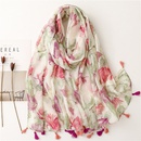 fashion scarf red flower tassel travel beach towel shawlpicture6