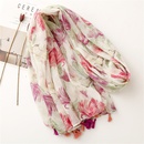 fashion scarf red flower tassel travel beach towel shawlpicture8