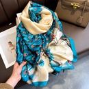 Chinese style retro peacock contrast color printing fashion simulation silk long scarfpicture7