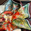 mulberry silk silk scarf red garden oil painting spring and autumn thin square scarfpicture10