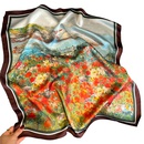 mulberry silk silk scarf red garden oil painting spring and autumn thin square scarfpicture11