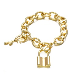 new Hiphop gold key OT buckle O word chain design lock bracelet