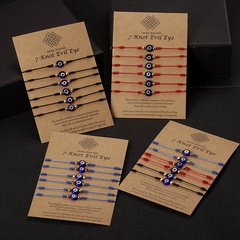 vintage red blue black rope blue eyes woven adjustable paper card bracelet wholesale