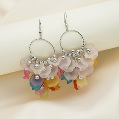 fashion geometric colorful petal long boho earrings wholesale