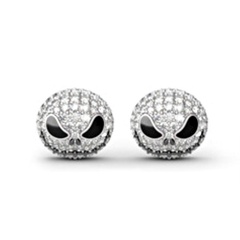 fashion silver Jack skull inlaid rhinestone alloy earrings wholesale