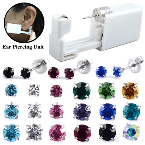 Disposable low-pain ear piercer gun piercing tool 316L stainless steel zircon ear nail's discount tags
