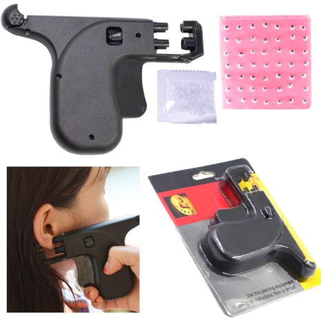 Ear piercing tool black plastic ear piercing gun stainless steel ear stud piercing tool's discount tags