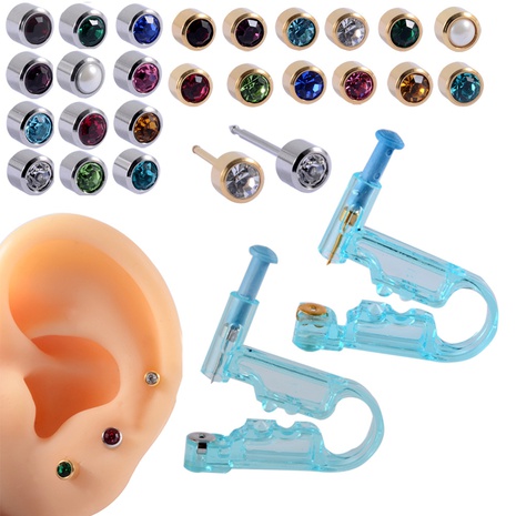 disposable ear piercing gun 316l ear stud puncher colored drill ear piercing gun's discount tags