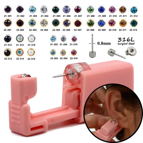 pink ear piercer disposable safety ear piercing gun 316L stainless steel ear nail gun tool's discount tags