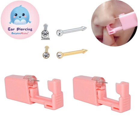 pink nose nailer disposable low-pain punch gun sterile puncture tool 316L nose nail's discount tags