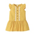 Girls Summer Flying Sleeve Dress Casual Baby Yellow Splicing Dresspicture12