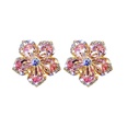 fashion flower zircon full rhinestone pink petal copper stud earrings wholesalepicture12