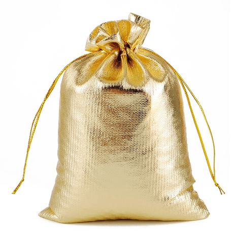 Bolsa de regalo de joyería de embalaje de tela de boca de haz de cordón de plata dorada's discount tags