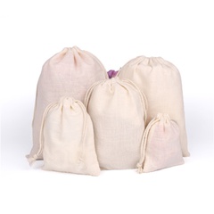 Cotton linen wholesale bundle mouth jewelry cotton solid color drawstring bag