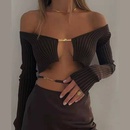 Deep V lowcut metal letters fashion navel cardigan womens autumn and winter slimpicture9