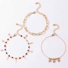 new jewelry popular fashion alloy diamond chain five-pointed star three-layer anklet
