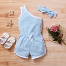 Fashion summer solid color oneshoulder romper shorts baby simple suitpicture7
