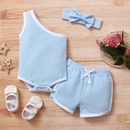 Fashion summer solid color oneshoulder romper shorts baby simple suitpicture8