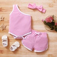 Fashion summer solid color oneshoulder romper shorts baby simple suitpicture17