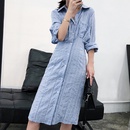 Fashion striped dress women waist cover belly loose midlength skirt summerpicture9