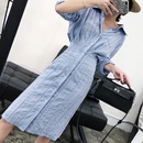 Fashion striped dress women waist cover belly loose midlength skirt summerpicture11