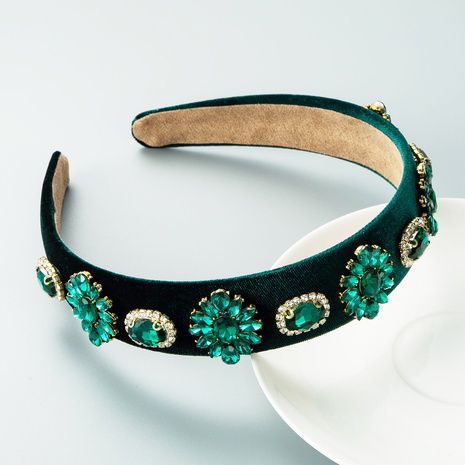 vintage contrast color Emerald-embellished green headband wholesale's discount tags
