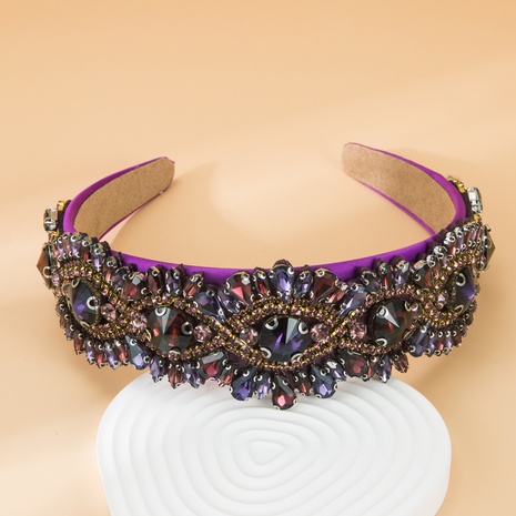 purple inlaid glass geometric wide-brimmed headband wholesale's discount tags