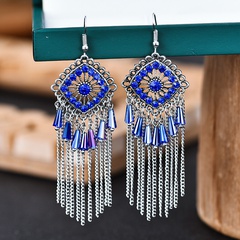 fashion long diamond colorful earrings retro tassel alloy earrings