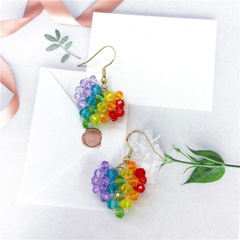 fashion color crystal beaded heart shaped drop earrings wholesale