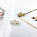 simple three pearls geometric metal stud earrings wholesalepicture8