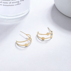 simple geometric stainless steel irregular disc hollow earrings wholesale
