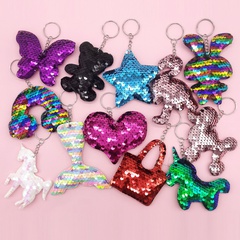Reflective Sequin Keychains Combination Butterfly Bear Unicorn Bag Fish Tail Cactus Butterfly