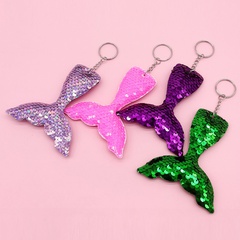double-sided sequined fish tail combination pendants reflective keychain