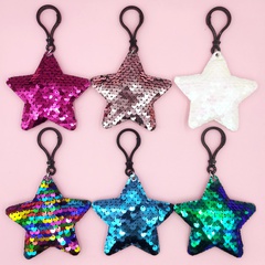 double-sided sequined five-pointed star keychain combination pendant