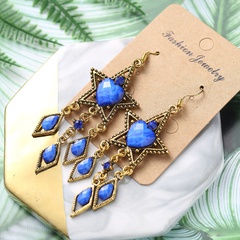 vintage hollow geometric star-shaped water drop diamond earrings wholesale