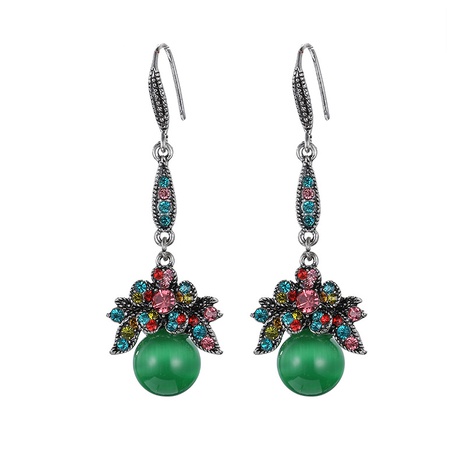 retro ethnic diamond-studded contrast color opal drop earrings jewelry's discount tags
