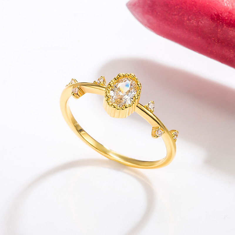 fashion gold branch small diamond oval zircon ring wholesale