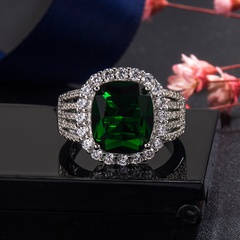 fashion sapphire four-claw full diamond zircon emerald copper ring