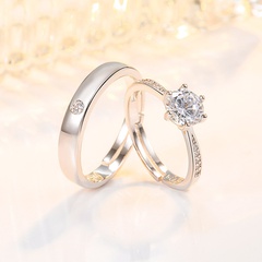 Korean simulation diamond a pair of diamond-encrusted zircon copper rings