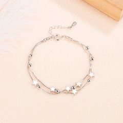 Korean pentagram star bracelet female fashion beads bracelet copper jewelry