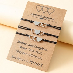 Bracelet carte fête des mères parent-enfant bracelet tissé main en forme de coeur en acier inoxydable
