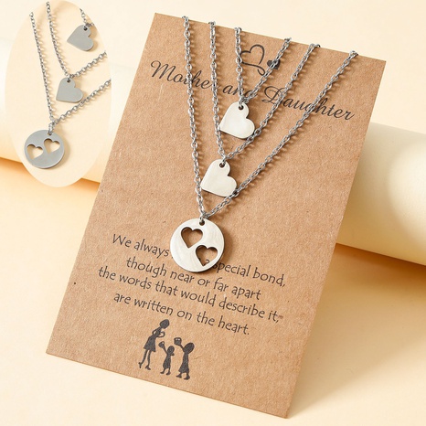 New Mother's Day Card Necklace 3-Piece Set Stainless Steel Clavicle Necklace NHEML648621's discount tags