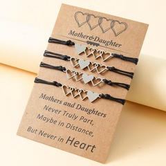 new stainless steel heart-shaped card handmade wax thread braided bracelet 4-piece set