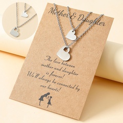 fashion mother's day parent-child stainless steel hollow heart-shaped card necklace set