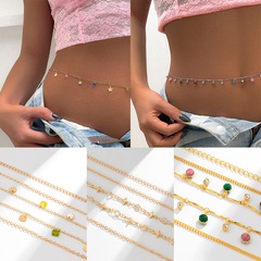 jewelry tassel star color crystal waist metal knuckle alloy body chain