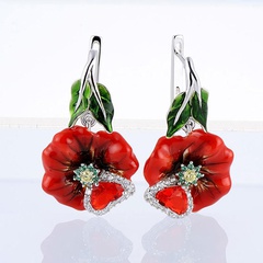 fashion blooming flower earrings retro flower copper earrings
