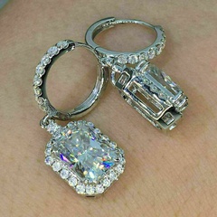 fashion square diamond earrings simple copper inlaid zircon earrings