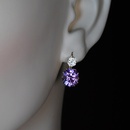 simple inlaid purple zircon geometric earrings fashion copper earringspicture8