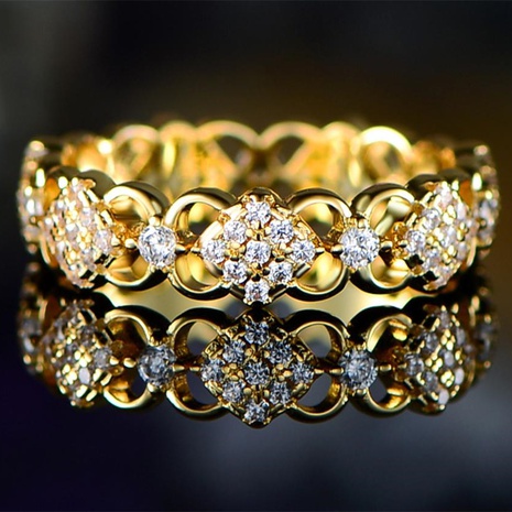 New Recommendation Through Flower Hollow Ladies Gold Plated Copper Ring  NHJCS648696's discount tags