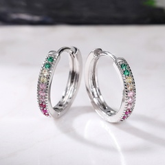 Fashion new simple colorful zircon ladies copper ear buckle jewelry